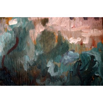 ANTICO PICCOLO QUADRO OLIO R. De Grada S. Giminiano PAESAGGIO COLLINE TOSCANE 