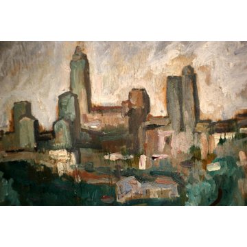 ANTICO PICCOLO QUADRO OLIO R. De Grada S. Giminiano PAESAGGIO COLLINE TOSCANE 