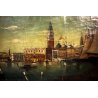 ANTICO PICCOLO QUADRO OLIO Rino Lanzi PAESAGGIO VENEZIA San MARCO LAGUNA GONDOLE