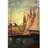 ANTICO PICCOLO QUADRO OLIO Rino Lanzi PAESAGGIO VENEZIA San MARCO LAGUNA GONDOLE