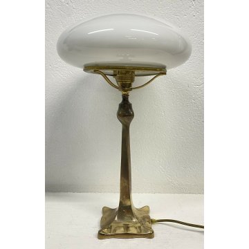 ANTICA LAMPADA TAVOLO JOSEF HOFFMANN 1910 ART NOUVEAU TABLE LAMP VETRO OTTONE 