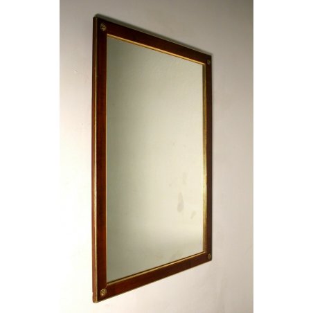 ANTICA SPECCHIERA DA PARETE DA APPOGGIO STILE IMPERO CARLO X  LEGNO NOCE ORO