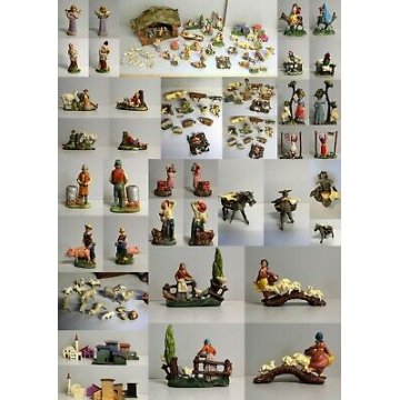 Lotto 32pz STATUINE PRESEPE NATIVITA NATALE GESSO/PASTA/LEGNO ANNI '50 ITALY