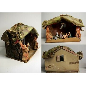 Lotto 32pz STATUINE PRESEPE NATIVITA NATALE GESSO/PASTA/LEGNO ANNI '50 ITALY