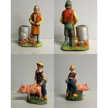 Lotto 32pz STATUINE PRESEPE NATIVITA NATALE GESSO/PASTA/LEGNO ANNI '50 ITALY