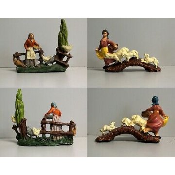 Lotto 32pz STATUINE PRESEPE NATIVITA NATALE GESSO/PASTA/LEGNO ANNI '50 ITALY