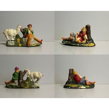 Lotto 32pz STATUINE PRESEPE NATIVITA NATALE GESSO/PASTA/LEGNO ANNI '50 ITALY