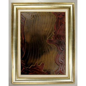 QUADRO DIPINTO ACRILICO Uguccione "Madonnina" RITRATTO ASTRATTO TECNICA MISTA 78