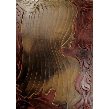 QUADRO DIPINTO ACRILICO Uguccione "Madonnina" RITRATTO ASTRATTO TECNICA MISTA 78