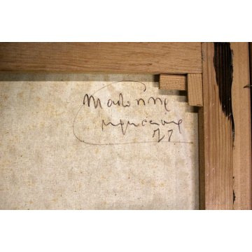 QUADRO DIPINTO ACRILICO Uguccione "Madonnina" RITRATTO ASTRATTO TECNICA MISTA 78