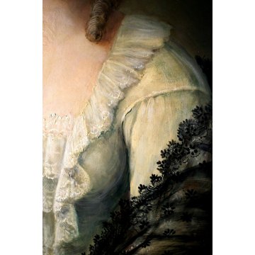 ANTICO DIPINTO OVALE OLIO RITRATTO GIOVANE NOBILDONNA CORNICE ORO '900