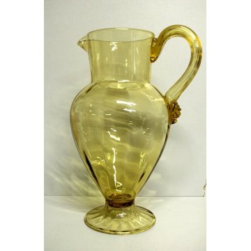  ANTICA BROCCA VETRO MURANO AMBRA COSTOLATO MEDAGLIONE LEONE Venezia ATTR.Venini