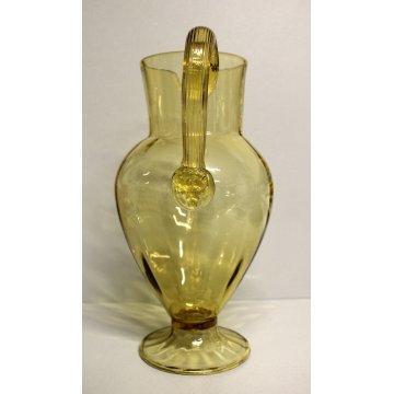  ANTICA BROCCA VETRO MURANO AMBRA COSTOLATO MEDAGLIONE LEONE Venezia ATTR.Venini