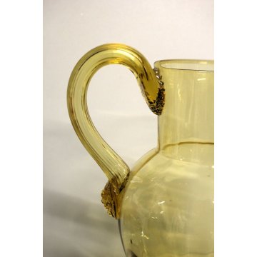  ANTICA BROCCA VETRO MURANO AMBRA COSTOLATO MEDAGLIONE LEONE Venezia ATTR.Venini