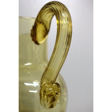  ANTICA BROCCA VETRO MURANO AMBRA COSTOLATO MEDAGLIONE LEONE Venezia ATTR.Venini