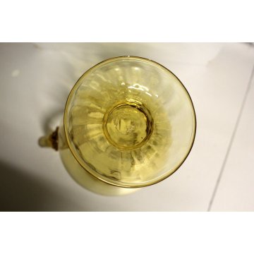  ANTICA BROCCA VETRO MURANO AMBRA COSTOLATO MEDAGLIONE LEONE Venezia ATTR.Venini