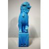 SCULTURA CERAMICA VINTAGE CANE DI FO CERAMICA AZZURRA LEONE CINESE MASCHIO '70s