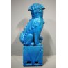 SCULTURA CERAMICA VINTAGE CANE DI FO CERAMICA AZZURRA LEONE CINESE MASCHIO '70s
