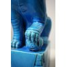 SCULTURA CERAMICA VINTAGE CANE DI FO CERAMICA AZZURRA LEONE CINESE MASCHIO '70s