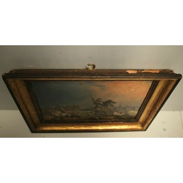 ANTICO QUADRO DIPINTO TELA OLIO BATTAGLIA Riccardo III RE INGHILTERRA Lancaster