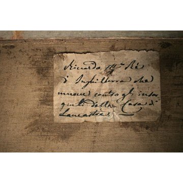 ANTICO QUADRO DIPINTO TELA OLIO BATTAGLIA Riccardo III RE INGHILTERRA Lancaster