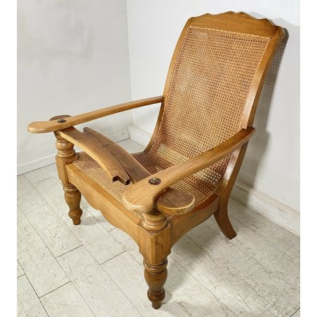 GRANDE POLTRONA DESIGN ANNI 50 PAGLIA DI VIENNA ITALY VINTAGE BRACCIOLI MOVIBILI