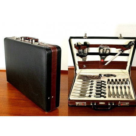 SERVIZIO SET POSATE 6 pers. VALIGIA COLTELLI INOX Breitenbach Solingen 24 pz 