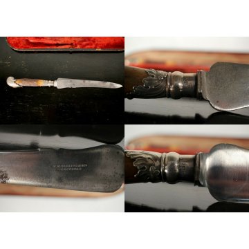 ANTICO SET3 POSATE SERVIZIO Vittoriano LAMA Sheffield MANICO CORNO punzonato