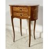 ANTICO COMODINO FAGIOLO LEGNO INTARSIATO DUE CASSETTI EPOCA META 1900 