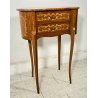 ANTICO COMODINO FAGIOLO LEGNO INTARSIATO DUE CASSETTI EPOCA META 1900 