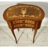 ANTICO COMODINO FAGIOLO LEGNO INTARSIATO DUE CASSETTI EPOCA META 1900 