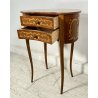 ANTICO COMODINO FAGIOLO LEGNO INTARSIATO DUE CASSETTI EPOCA META 1900 