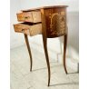 ANTICO COMODINO FAGIOLO LEGNO INTARSIATO DUE CASSETTI EPOCA META 1900 