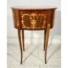 ANTICO COMODINO FAGIOLO LEGNO INTARSIATO DUE CASSETTI EPOCA META 1900 