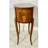 ANTICO COMODINO FAGIOLO LEGNO INTARSIATO DUE CASSETTI EPOCA META 1900 