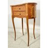 ANTICO COMODINO FAGIOLO LEGNO INTARSIATO DUE CASSETTI EPOCA META 1900 