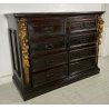 ANTICO COMÒ CANTERANO DECORATO ORO LEGNO NOCE 5 CASSETTI 1700 MOBILE CASSETTONE 