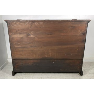 ANTICO COMÒ CANTERANO DECORATO ORO LEGNO NOCE 5 CASSETTI 1700 MOBILE CASSETTONE 