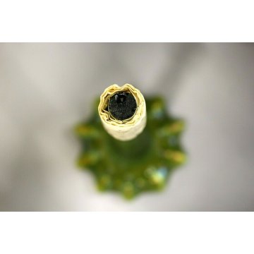 ANTICO VASO VETRO Bhoemia VERDE IRIDESCENTE OTTONE ARGENTATO ART NOUVEAU LIBERTY