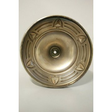 ANTICO VASO VETRO Bhoemia VERDE IRIDESCENTE OTTONE ARGENTATO ART NOUVEAU LIBERTY