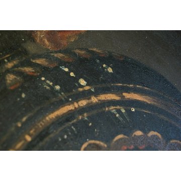 ANTICO DIPINTO OLIO TAVOLA COPPA BOUQUET VASO FIORI TROMPE L'OEIL NATURA MORTA 
