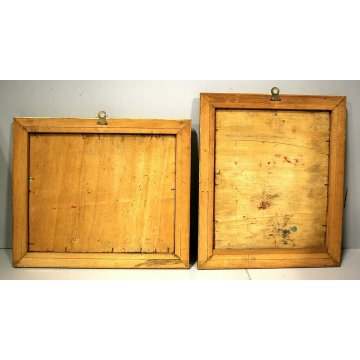 COPPIA DIPINTO OLIO TAVOLA NATURA MORTA FIORI FRUTTA PAPAVERI UVA STILL LIFE 900