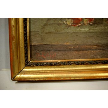 COPPIA DIPINTO OLIO TAVOLA NATURA MORTA FIORI FRUTTA PAPAVERI UVA STILL LIFE 900