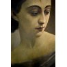 ANTICO QUADRO RITRATTO OVALE GIOVANE DONNA ARISTOCRATICA CORNICE ORO INTAGLIATA 