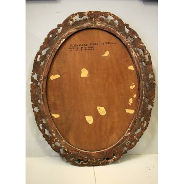 ANTICO QUADRO RITRATTO OVALE GIOVANE DONNA ARISTOCRATICA CORNICE ORO INTAGLIATA 