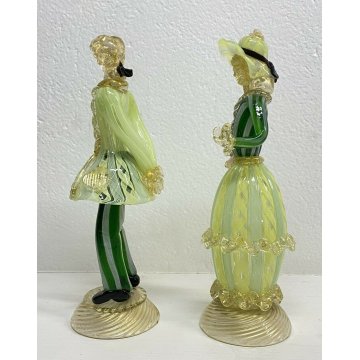 ANTICA COPPIA SCULTURA VENEZIANA UOMO DONNA VETRO MURANO BAROVIER ANNI 30/40