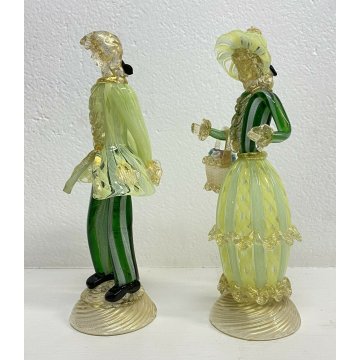 ANTICA COPPIA SCULTURA VENEZIANA UOMO DONNA VETRO MURANO BAROVIER ANNI 30/40