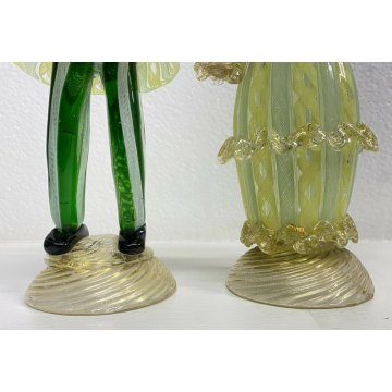 ANTICA COPPIA SCULTURA VENEZIANA UOMO DONNA VETRO MURANO BAROVIER ANNI 30/40