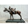 ANTICA SCULTURA BRONZO DORATO LANCERE CAVALLO VEDETTA CAVALLERIA BRONZE STATUE 
