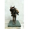 ANTICA SCULTURA BRONZO DORATO LANCERE CAVALLO VEDETTA CAVALLERIA BRONZE STATUE 